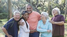 group of seniors gathered in park