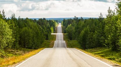 View of a very hilly road.